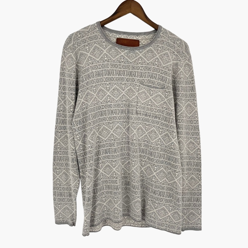 Zanerobe Gray Patterned Crewneck Sweater